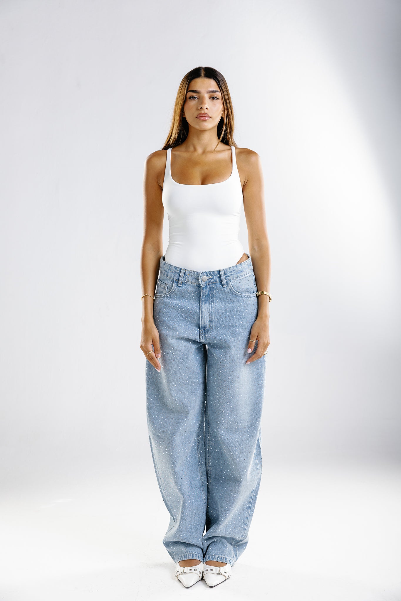 shimmery jeans
